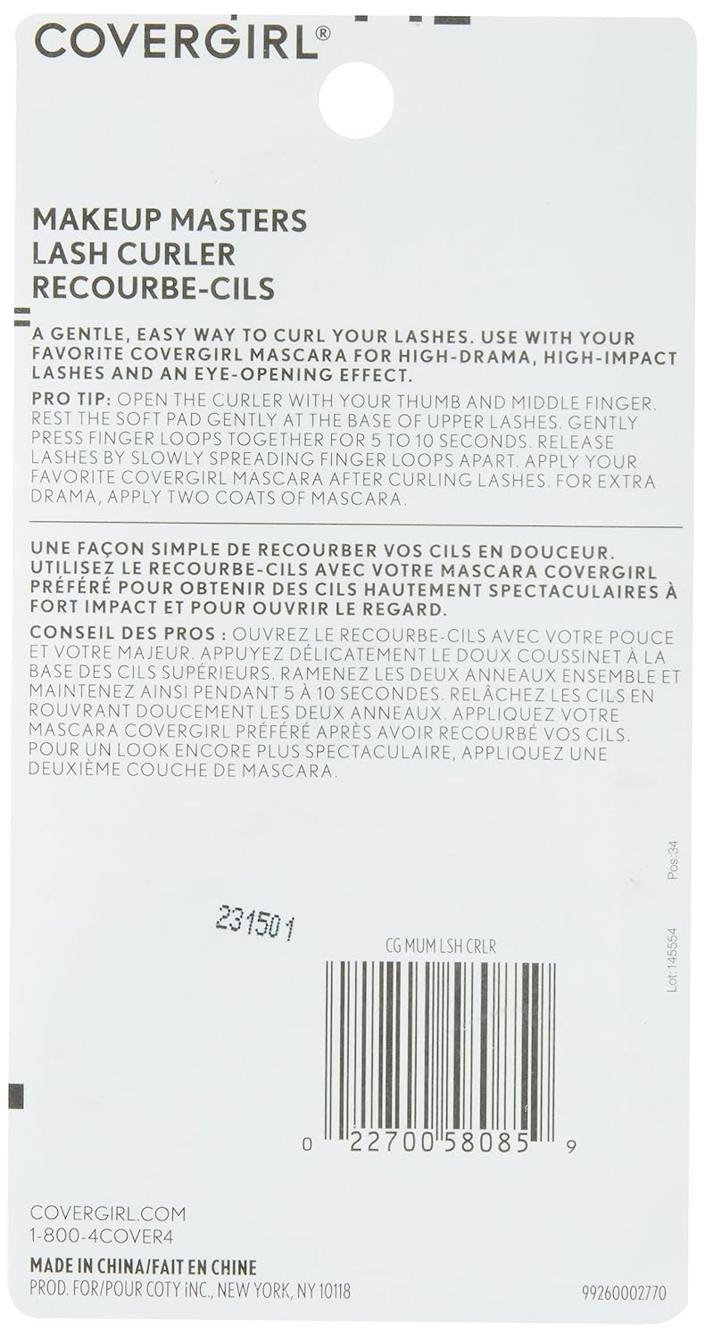 COVERGIRL Makeup Masters Eyelash Curler, Easy to Use, High Drama Lashes, 1 Count, Gentle and Easy Way to Curl Lashes, High Impact Lashes, Eye-Opening Effects - Image 2