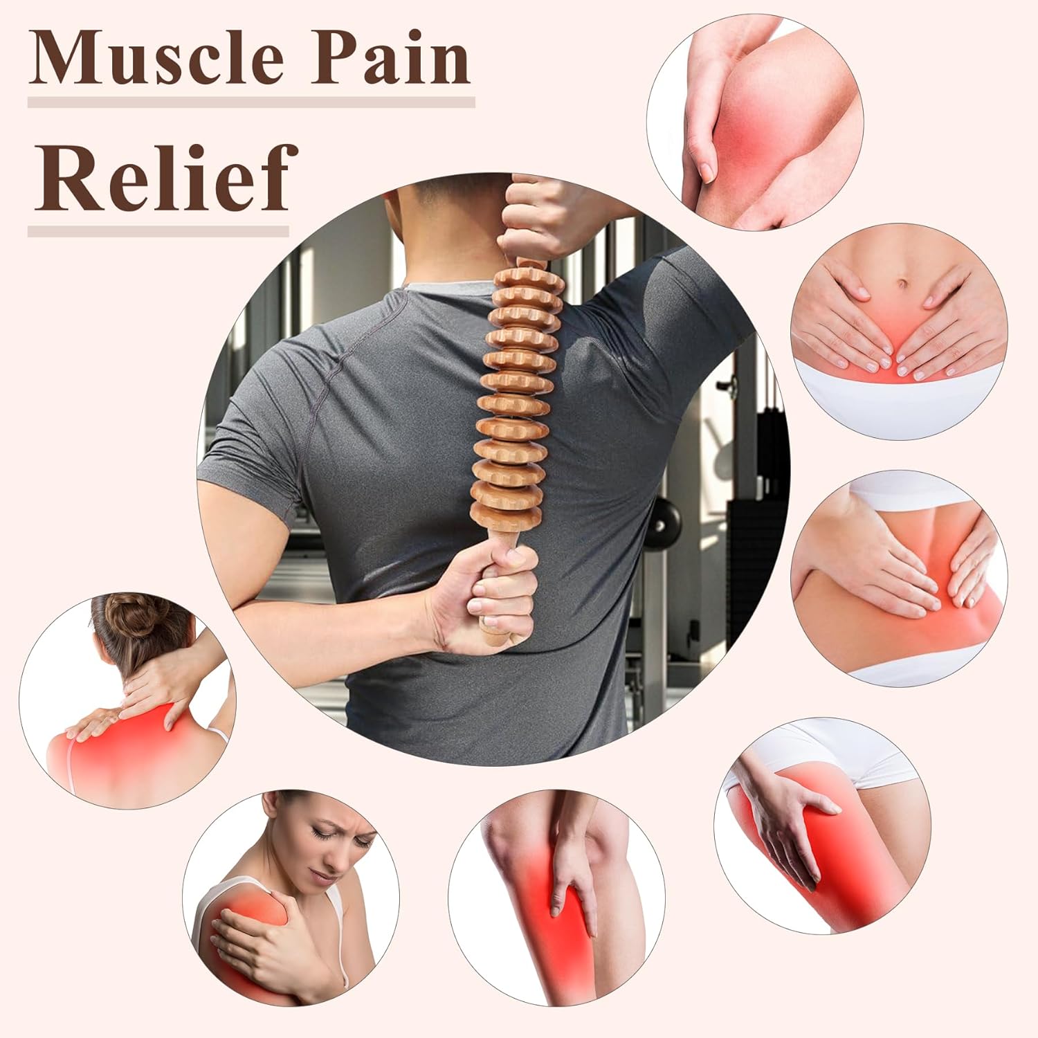 Xokocli Cellulite Massage Tool Wood Therapy Massage Tools Body Roller Cellulite Roller Fascia Blaster Lymphatic Drainage Massager for Legs Thighs Muscle Pain Relief(White 12-Wheel) - Image 5