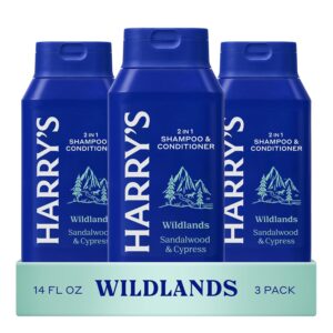 Harry’s Men’s 2 in 1 Shampoo and Conditioner for All Hair Types – Wildlands Scent – (3 Pack) 14 fl oz – No Parabens or Sulfates