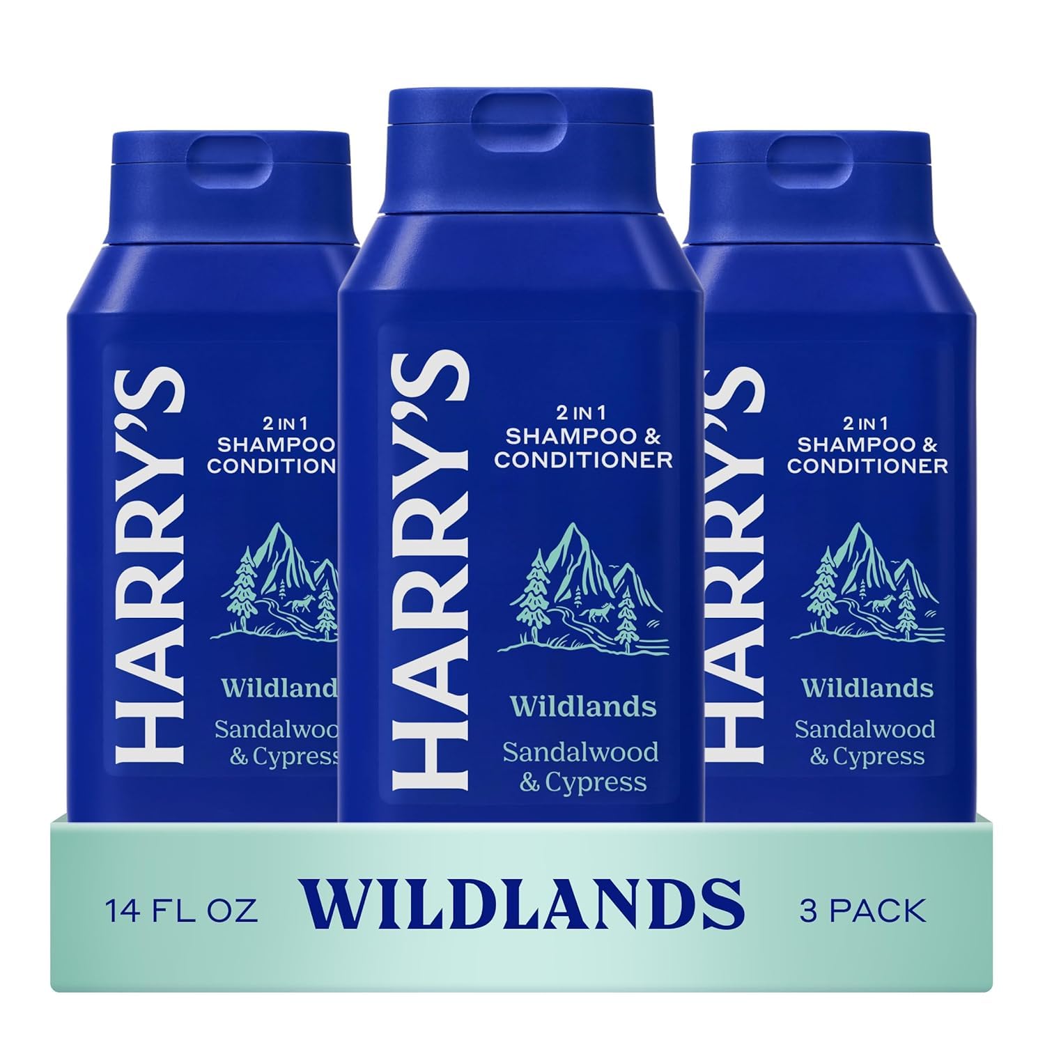 Harry's Men's 2 in 1 Shampoo and Conditioner for All Hair Types - Wildlands Scent - (3 Pack) 14 fl oz - No Parabens or Sulfates