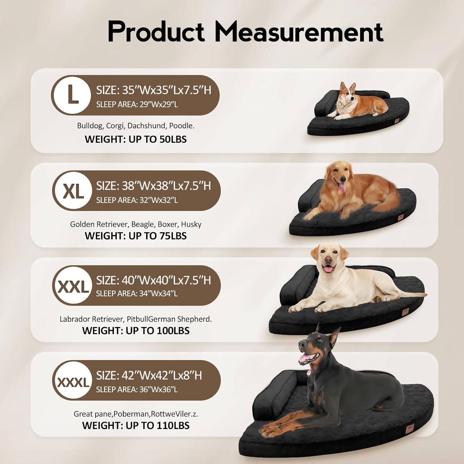 MEKIY Large Dog Bed - XL Orthopedic Egg-Crate Memory Foam Dog Beds with Removable Washable Cover, Waterproof Pet Beds with Non-Slip Bottom, Black - Image 6