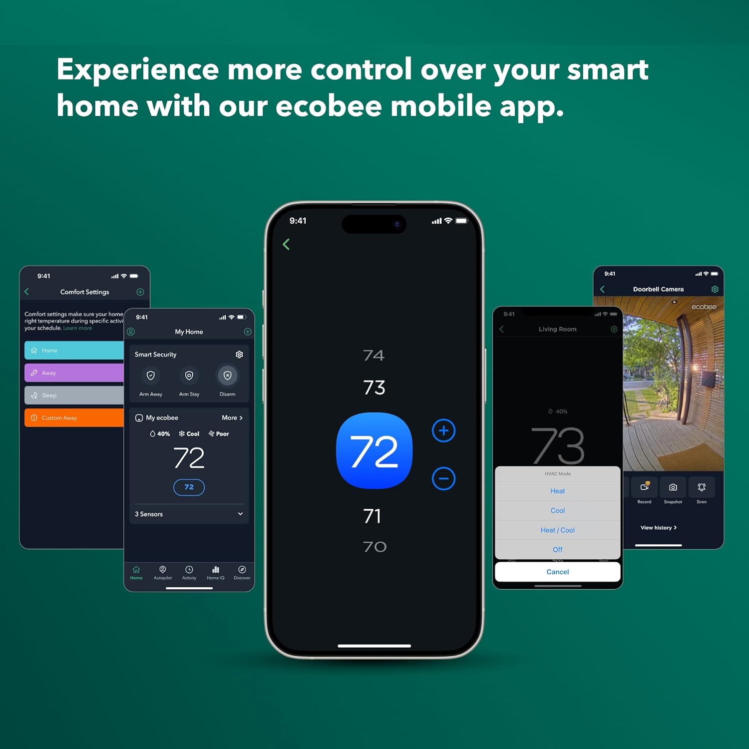 ecobee Comfort and Security Bundle, Smart Thermostat Premium with Siri and Alexa and Built in Air Quality Monitor and Smart Sensor with SmartSensor for Doors and Windows 2-Pack - Image 16