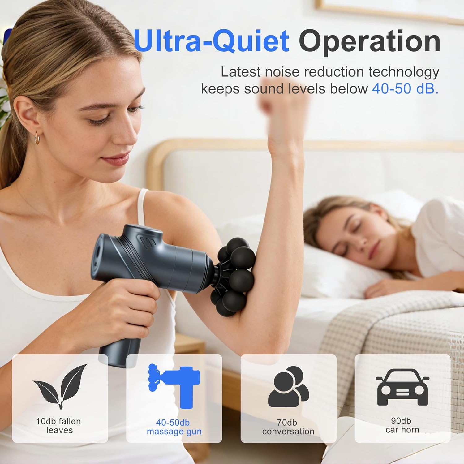 LEERCON Massage Gun Deep Tissue, Back Massager for Pain Relief, Silent Mini Muscle Massager with 9 Massages Heads Birthday Gifts for Men Women Dad Him (Blue) - Image 5