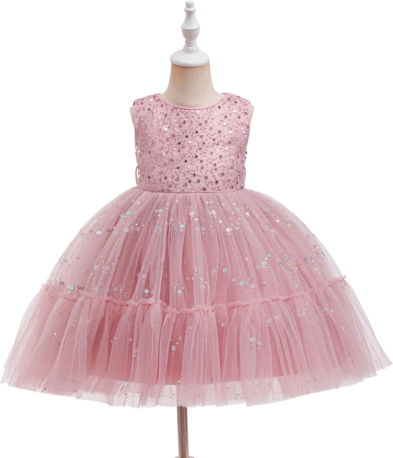 Flower Girls Sequin Dress Formal Kids Tulle Tutu Wedding Princess Prom Pageant Birthday Party Ball Gown - Image 3