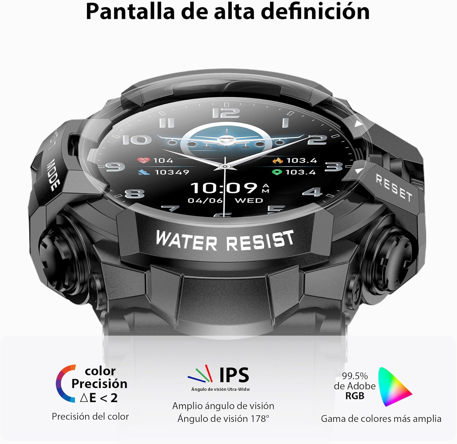 MIDDOW Military Smart Watch with Flashlight (Answer/Make Call) Compass, Pedometer/Heart Rate/Sleep/100+ Sports Modes, Fitness Tracker IP68 Waterproof, Long Battery Life Android & iOS (Black) - Image 2