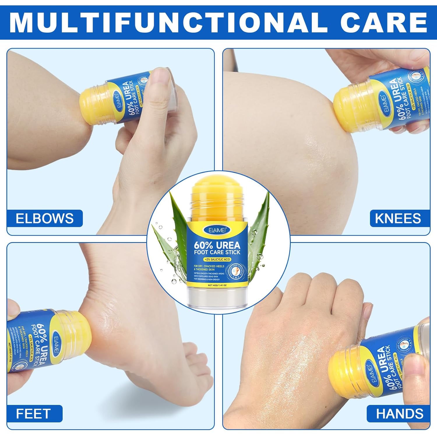 Urea Foot Care Cream, Urea Cream 60 Percent for Feet Maximum Strength with 2% Salicylic Acid, Foot Cream for Cracked Heels and Dry Skin, Cracked Heel Repair, Callus Remover, Deep Hydration, 1.41 Oz - Image 6