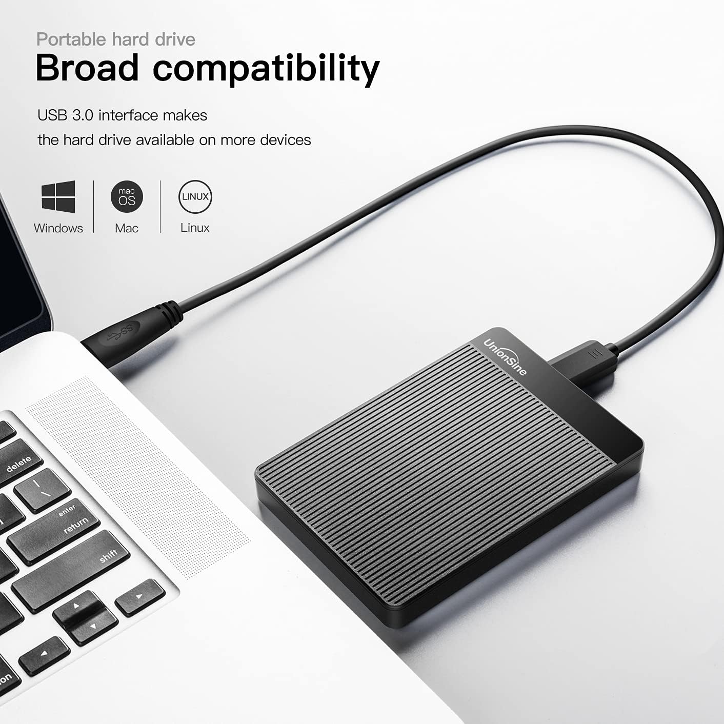 UnionSine 1TB Ultra Slim Portable External Hard Drive HDD-USB 3.0 for PC, Mac, Laptop, PS4, Xbox one, Xbox 360-(Black) - Image 2