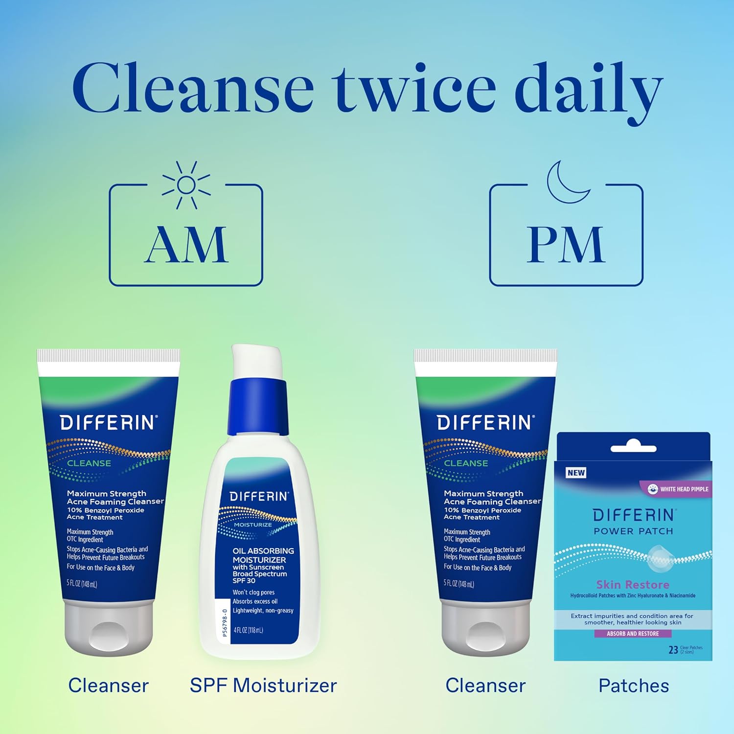 Differin Acne Face Wash with 10% Benzoyl Peroxide, Maximum Strength OTC Acne Foaming Cleanser, Fast Acting Acne Treatment for Face and Body, 5 oz. - Image 7