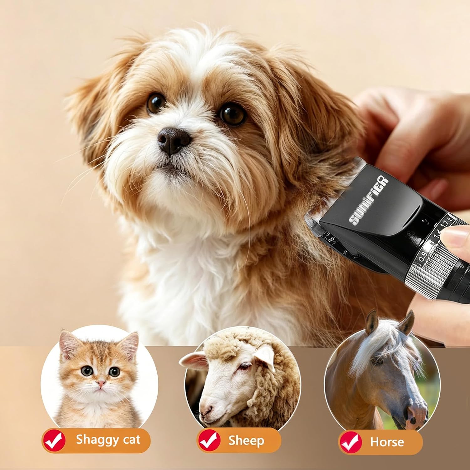 Professional Dog Grooming Clippers for Thick Coat - Dog Hair Trimmer for Grooming Kit- Sheep Shears for Thick Hair – Pet Grooming Clippers for Dogs, Cats, Sheeps, Horse (Black) - Image 3