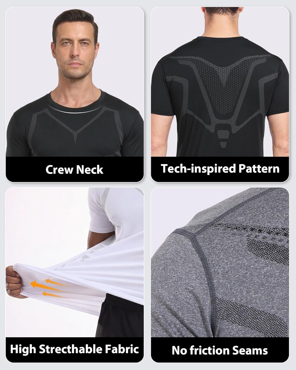 Workout Shirts for Men, Quick Dry Athletic Gym Active T Shirt for Running, Breathable Outdoor Training Shirts - Image 4