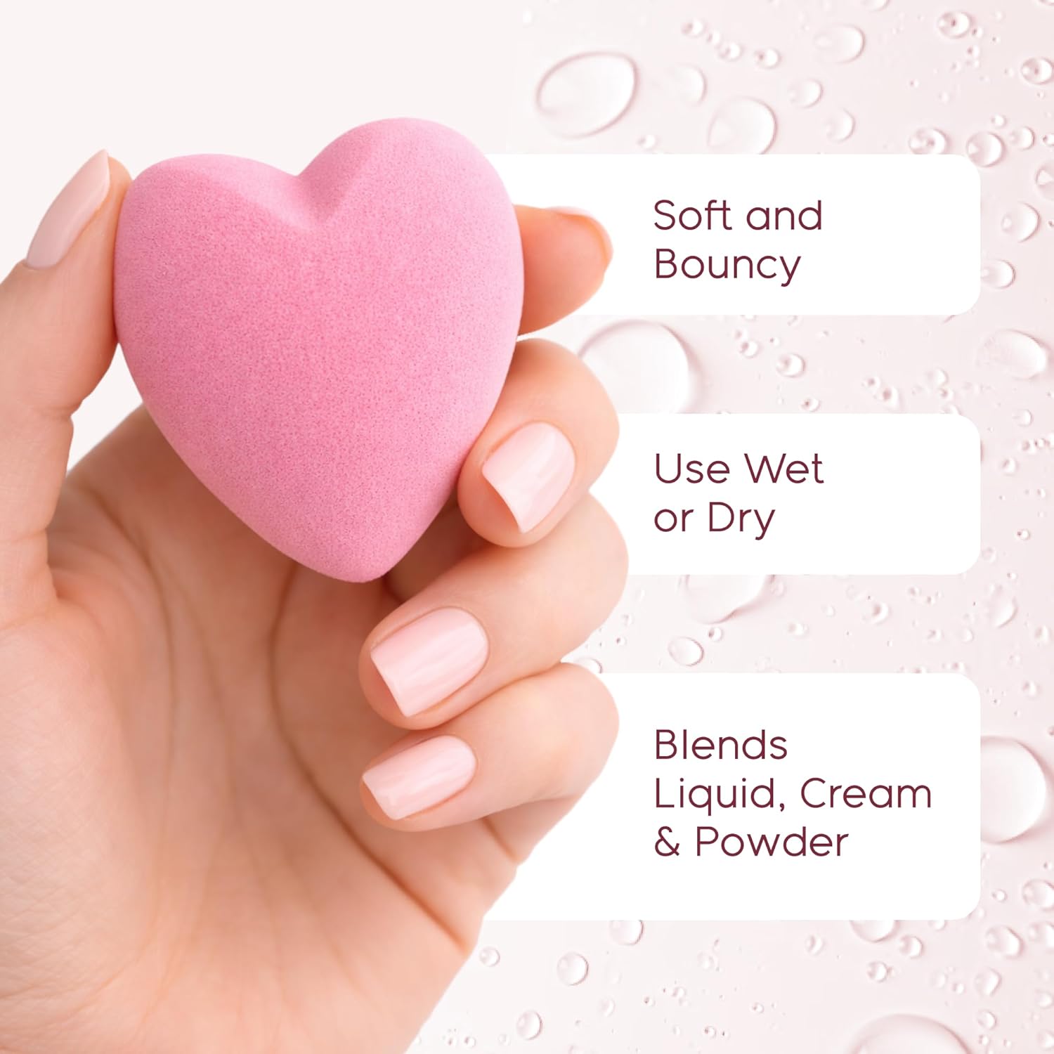 Heart-Shaped Makeup Sponges – Soft & Bouncy, Latex-Free Beauty Sponges for Liquid, Cream & Powder, Use Wet or Dry (6-Pack) - Image 3