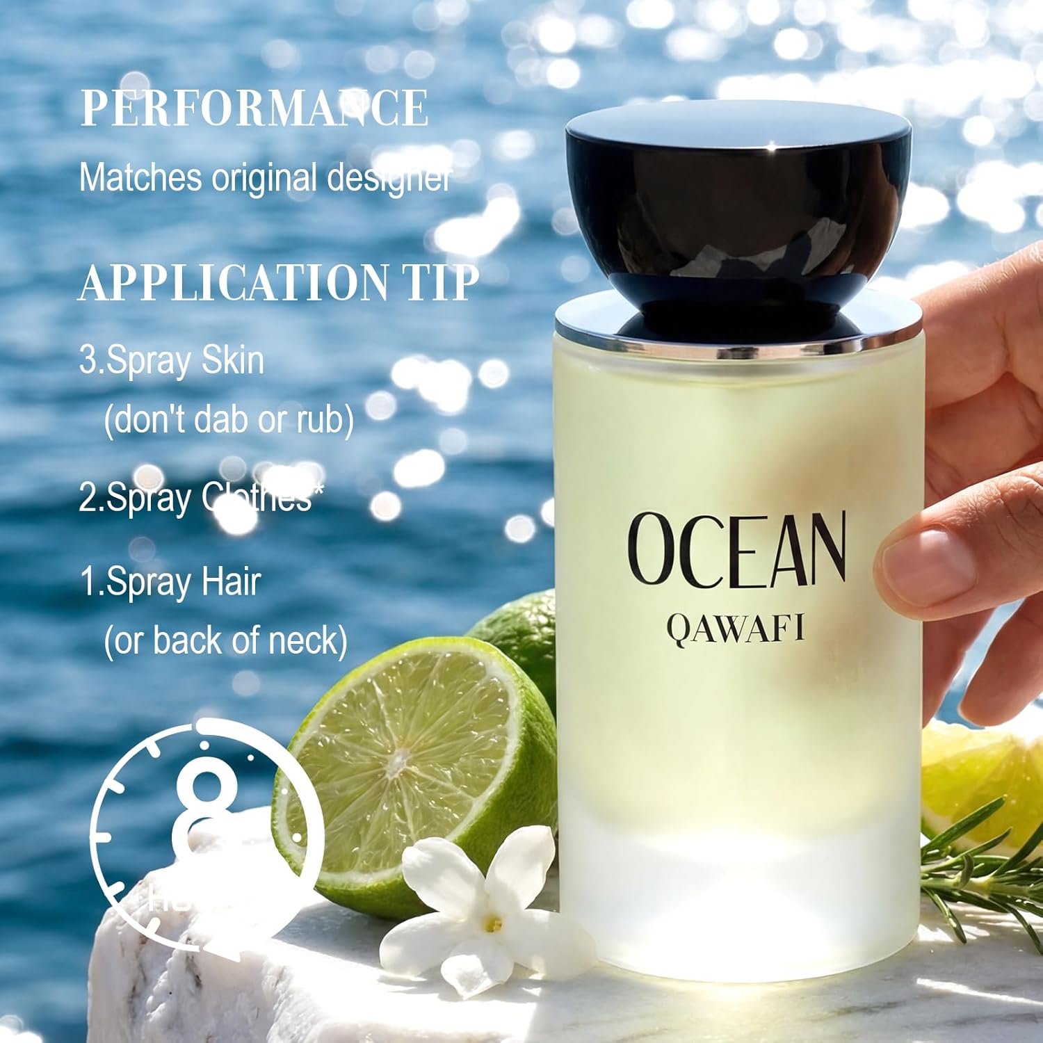 OCEAN Eau de Parfum for Men 1.7oz / 50ml – Fresh Marine Citrus & Clean Woody Musk Cologne, Long Lasting Light Blue Summer Fragrance, Modern Masculine Scent, Vegan - Image 4