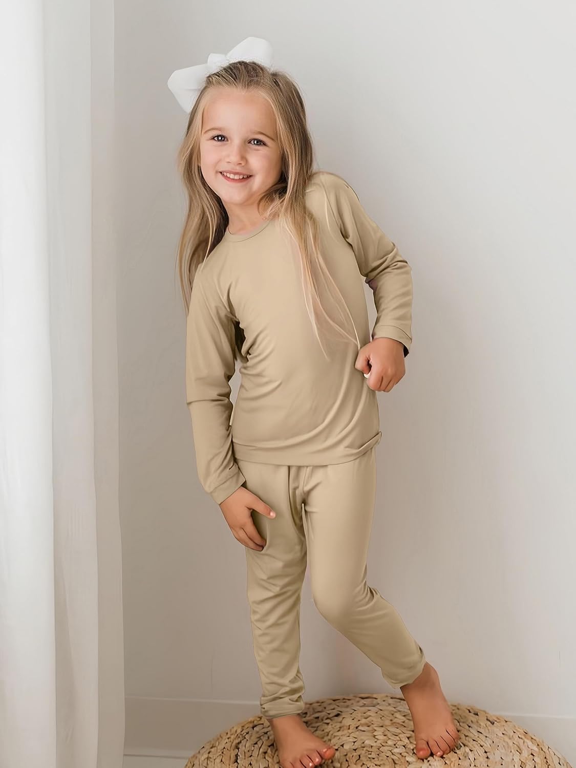 BABY 2T-10Y Toddler Kids Girls Boys Soft Comfy Viscose 2pcs Set Long Sleeve Plain Shirts and Pants Sets - Image 4