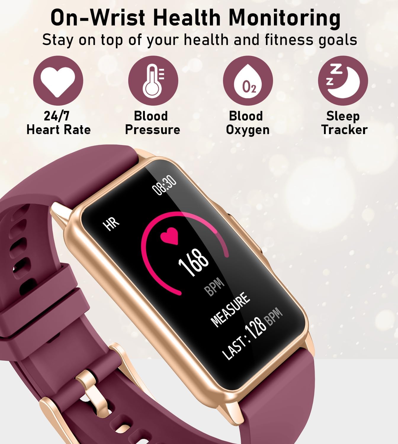 Smart Watch Health Fitness Tracker with 24/7 Heart Rate, Blood Oxygen Blood Pressure Sleep Monitor, 115 Sports Modes, Step Calorie Counter Pedometer IP68 Waterproof for Android and iPhone Women Men - Image 4