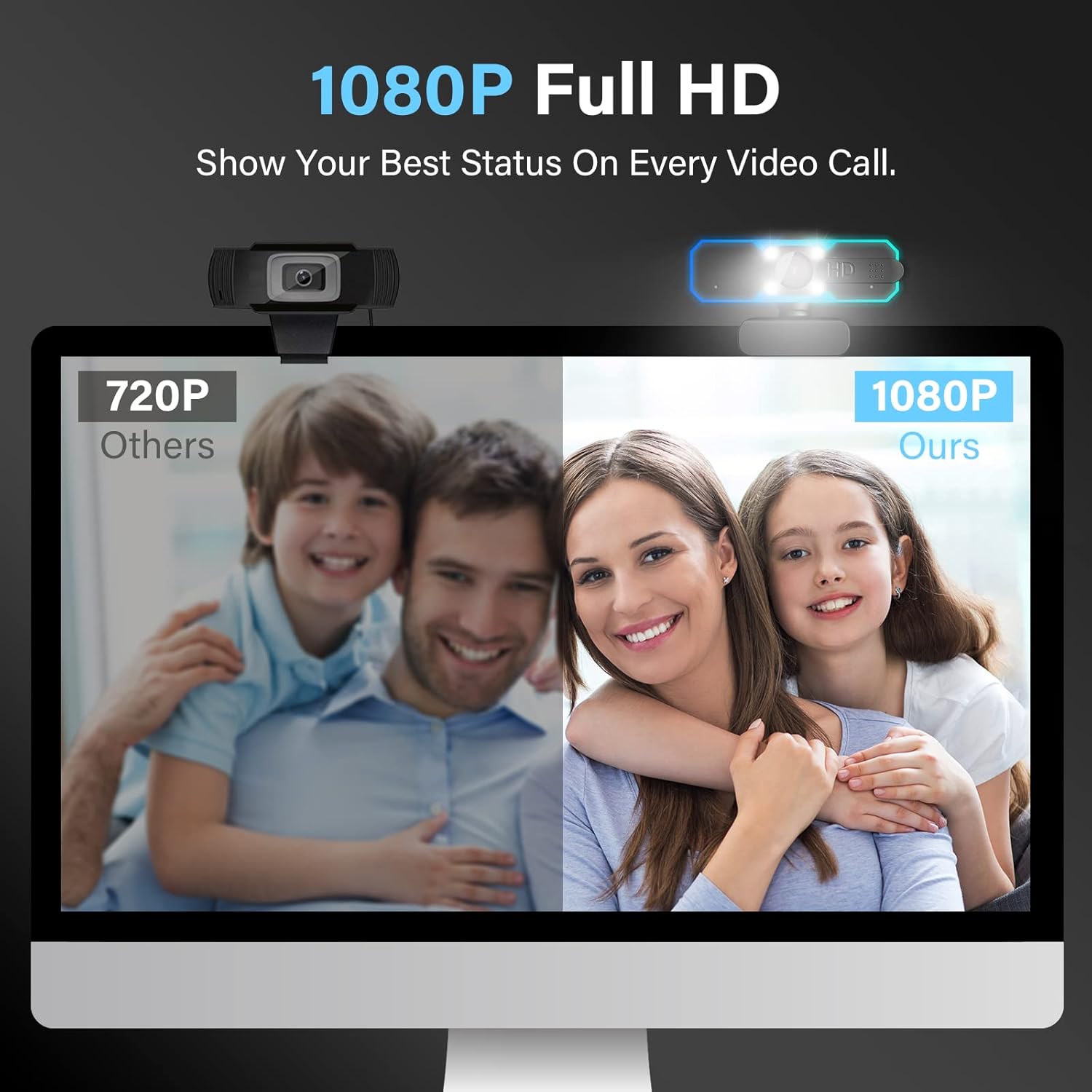 NBPOWER 1080P 60FPS Streaming Camera Webcam with Microphone and Fill RGB Light,Autofocus,Work with Laptop/Desktop Computer/Winsdows/Mac OS/PC Computer for Camera - Image 7