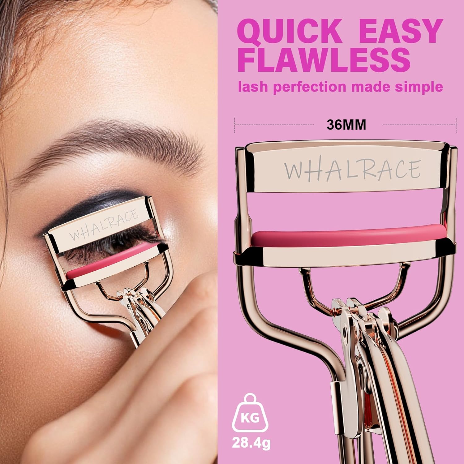 Eye Lash Curler with 6 Replacement Pads, Whalrace Eyelash Curlers Superior Curling Effect, Beautiful and Easy to Identify, Valentine's Day Gift for Her, Beauty Enthusiasts -Rose Gold Purple Red - Image 3