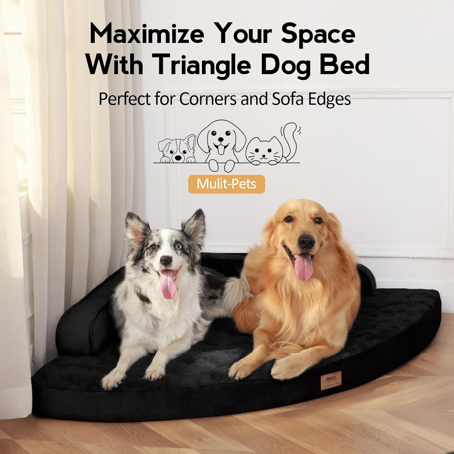 MEKIY Large Dog Bed - XL Orthopedic Egg-Crate Memory Foam Dog Beds with Removable Washable Cover, Waterproof Pet Beds with Non-Slip Bottom, Black - Image 4