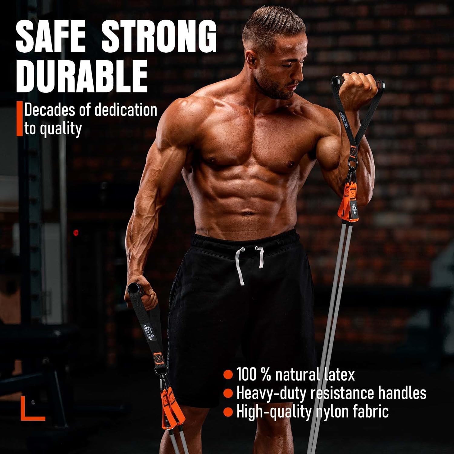 Resistance Bands with Handles, 175lb Exercise Bands for Working Out, Fitness Bands, Workout Bands with Door Anchor and Ankle Straps, Physical Therapy, Yoga, Strength Training Home Gym Equipment - Image 2