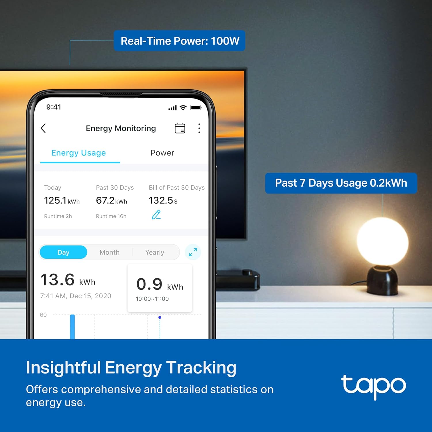 TP-Link Tapo Smart Plug Mini, Matter Compatible, Compatible with Alexa, Google Home & Samsung SmartThings, Energy Monitoring, 15A, UL Certified, 2.4G Wi-Fi Only, Tapo P110M(4-Pack) - Image 4