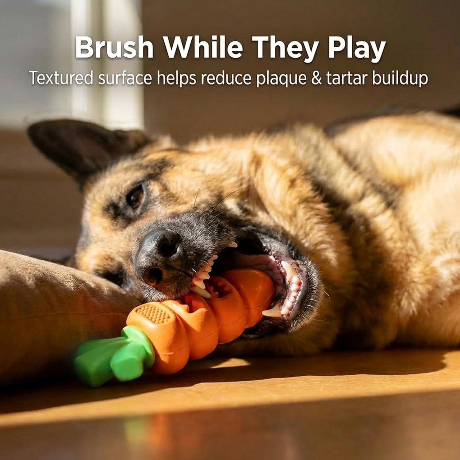 Frienhund Tough Dog Toys for Aggressive Chewers Medium to Large Breed, Indestructible 7" Nylon & Rubber Carrot, Bacon Flavored Dental Chew Toy for Boredom, Easter Basket Stuffers for Dogs (20-70 lbs) - Image 5