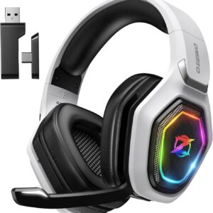 Ozeino 2.4GHz Wireless Gaming Headset for PC, Ps5, Ps4 – Lossless Audio USB & Type-C Ultra Stable Gaming Headphones with Flip Microphone, 40-Hr Battery Gamer Headset for Switch, Laptop, Mobile, Mac