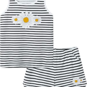 Cozchique Girls Tank Top Pajamas – Size 6 8 10 12 14 16 18 Summer Shorts Stripe PJS Set Big Kids Clothes for Tween/Teens