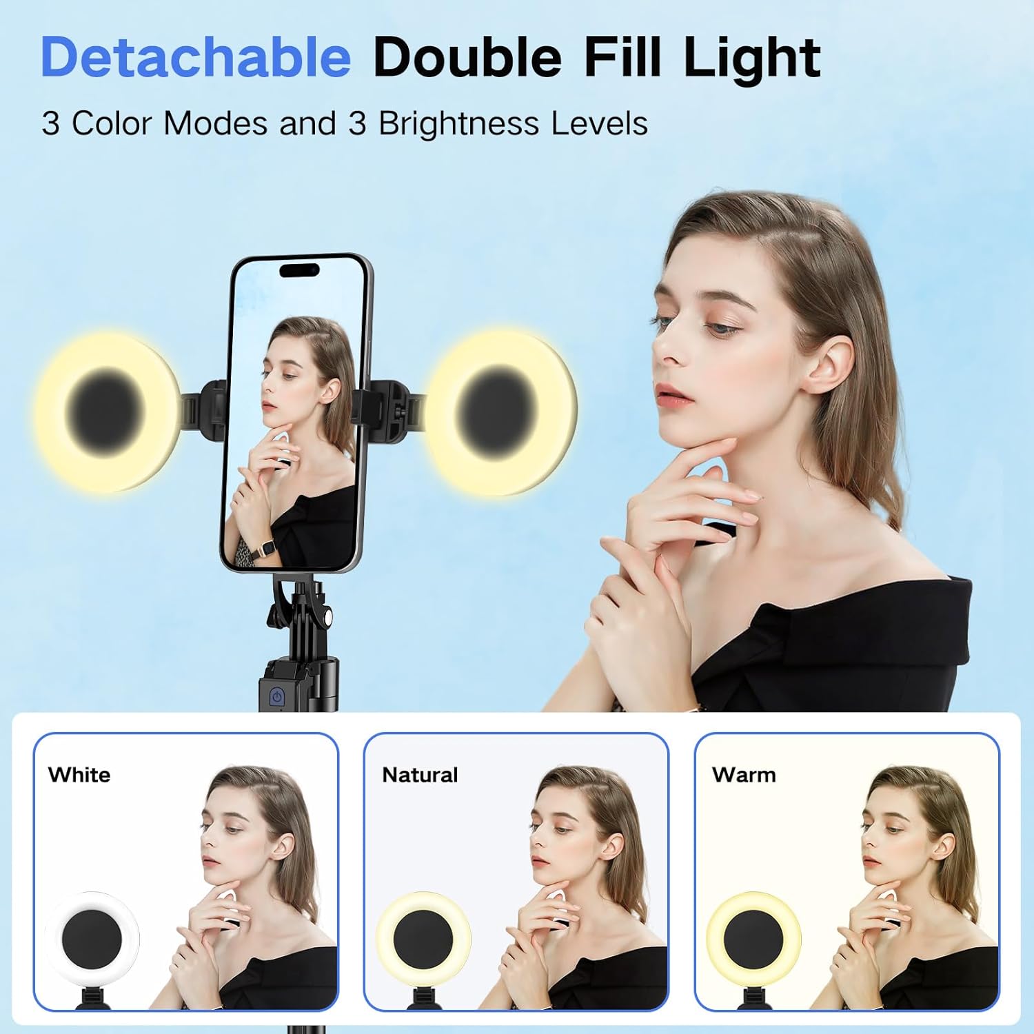 Content Creator Vlogging Kit for iPhone/Android,70-inch Auto Face Tracking Tripod for iPhone with Light and Wireless Microphones,TikTok/YouTube Starter Kit - Image 3