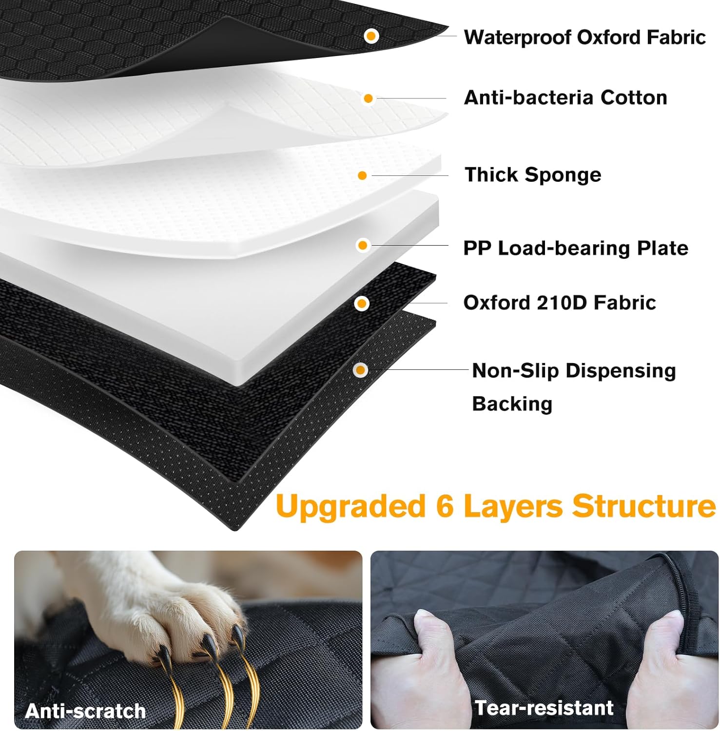 PETICON Back Seat Extender for Dogs, Hard Bottom Dog Car Seat Cover - Supports 400lbs, Rear Seat Pet Cover with Mesh Window, Waterproof Dog Hammock for Car SUV - Image 9