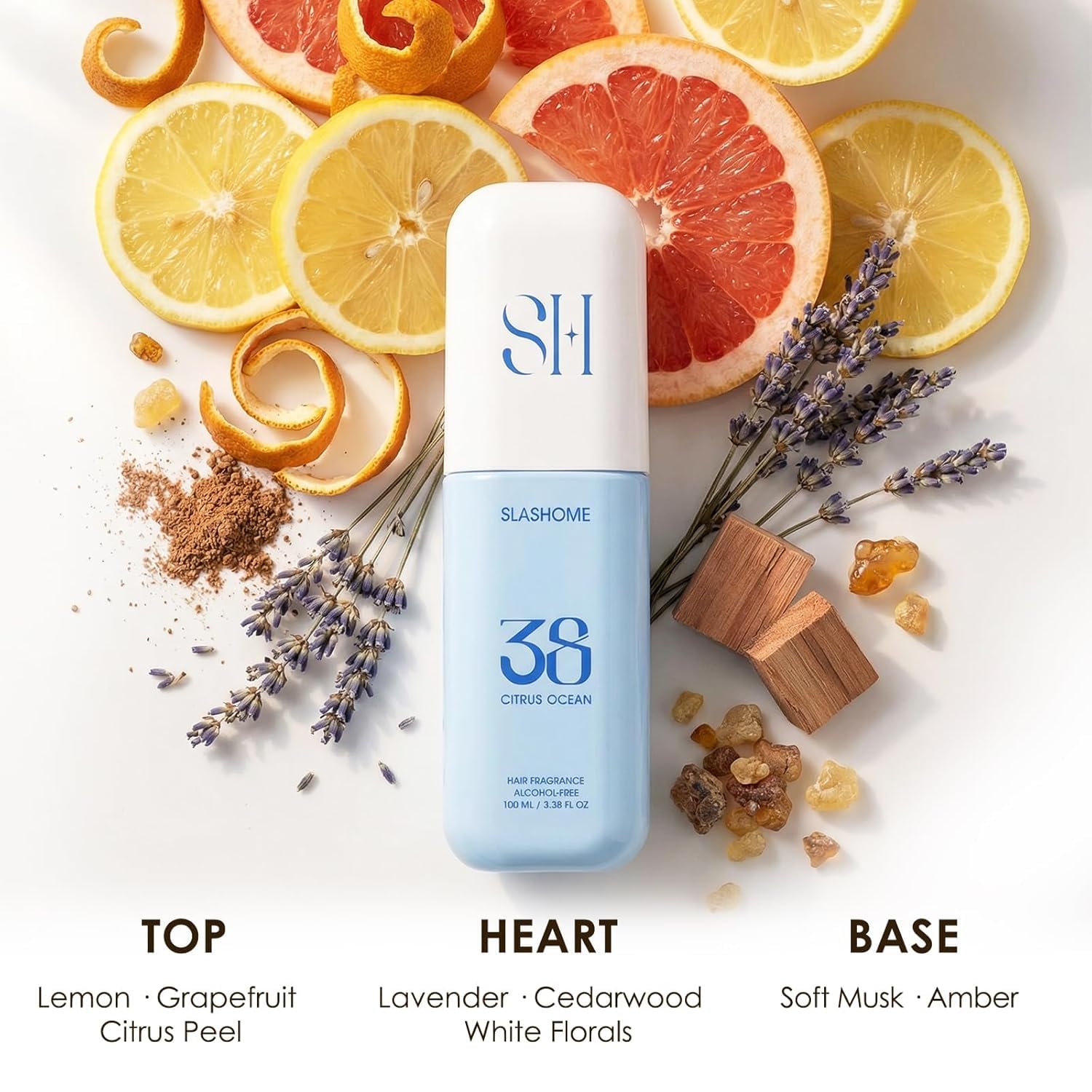 slashome Hair Perfume for Men & Women – Citrus Ocean, Alcohol-Free Moisturizing Hair & Body Mist, Long-Lasting Citrus Woody Fragrance for Hair, Wigs & Fabric, 100ml, Father’s Day & Birthday Gift - Image 3