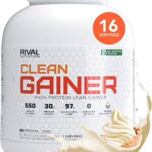 RIVAL NUTRITION Clean Gainer Soft Serve Vanilla High-Protein Lean Gainer Powder I 5 Lb, 16 Servings I 550 Calories, 30g Protein, 97g Multi-Source Carbs Per Serving I Natural Flavors, Clean Ingredients