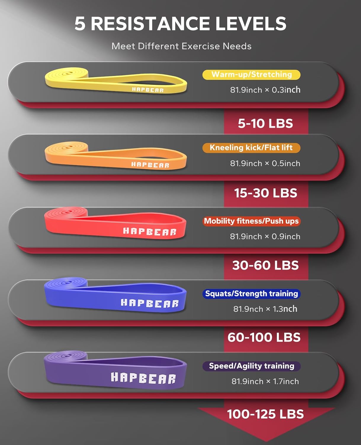 HAPBEAR Pull Up Assistance Bands - Pull Up Bands - Resistance Bands - Exercise Bands Resistance Bands Set - Workout Bands for Working Out, Stretching, Muscle Training - Image 2