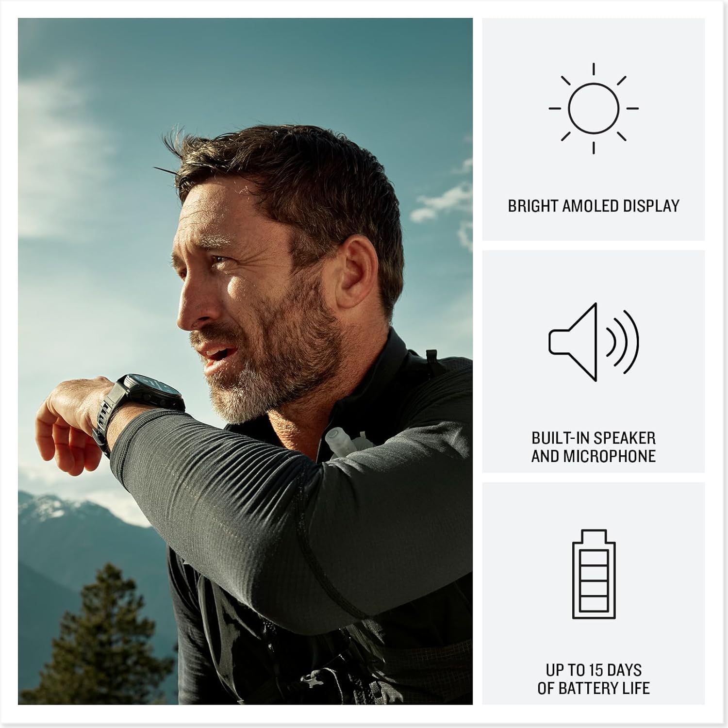 Garmin fēnix® 8 Pro, 47mm, AMOLED Display, Premium Connected Multisport GPS Smartwatch, inReach® Technology, Sapphire, Titanium with Graphite/Black Silicone Band - Image 3