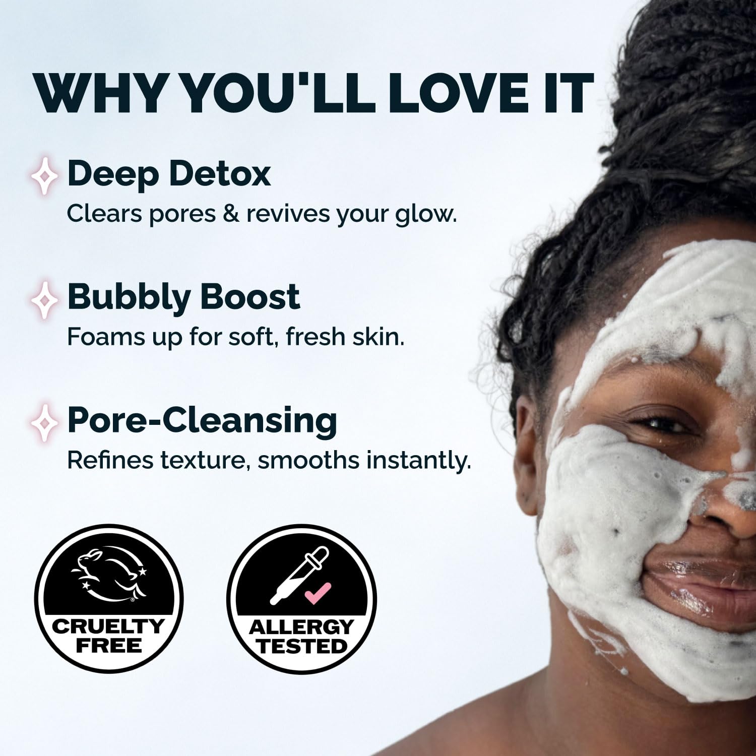 Elizabeth Mott Carbonated Bubble Detox Clay Mask – Korean Skincare for Deep Pore Cleansing, Acne, Blackheads & Oil Control – Charcoal Face Mask for Breakouts & Smooth Skin – Cruelty-Free, 3.53 oz - Image 3