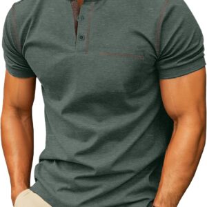 Sailwind Mens Henley Shirts Short Sleeve Summer Casual Classic Cotton T Shirts Pocket Button Shirt