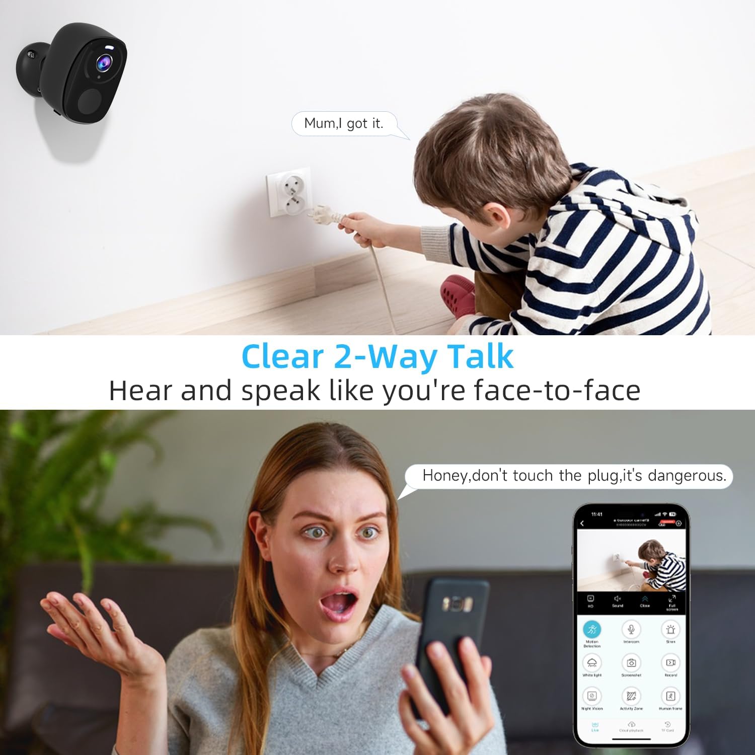 Rraycom 4Pack 5G/2.4G Security Cameras Wireless Outdoor,2K Battery Powered AI Motion Detection Siren Alarm WiFi Home Indoor Camera, Color Night Vision, 2-Way Talk, Waterproof, Works w/Alexa, Cloud/SD - Image 8
