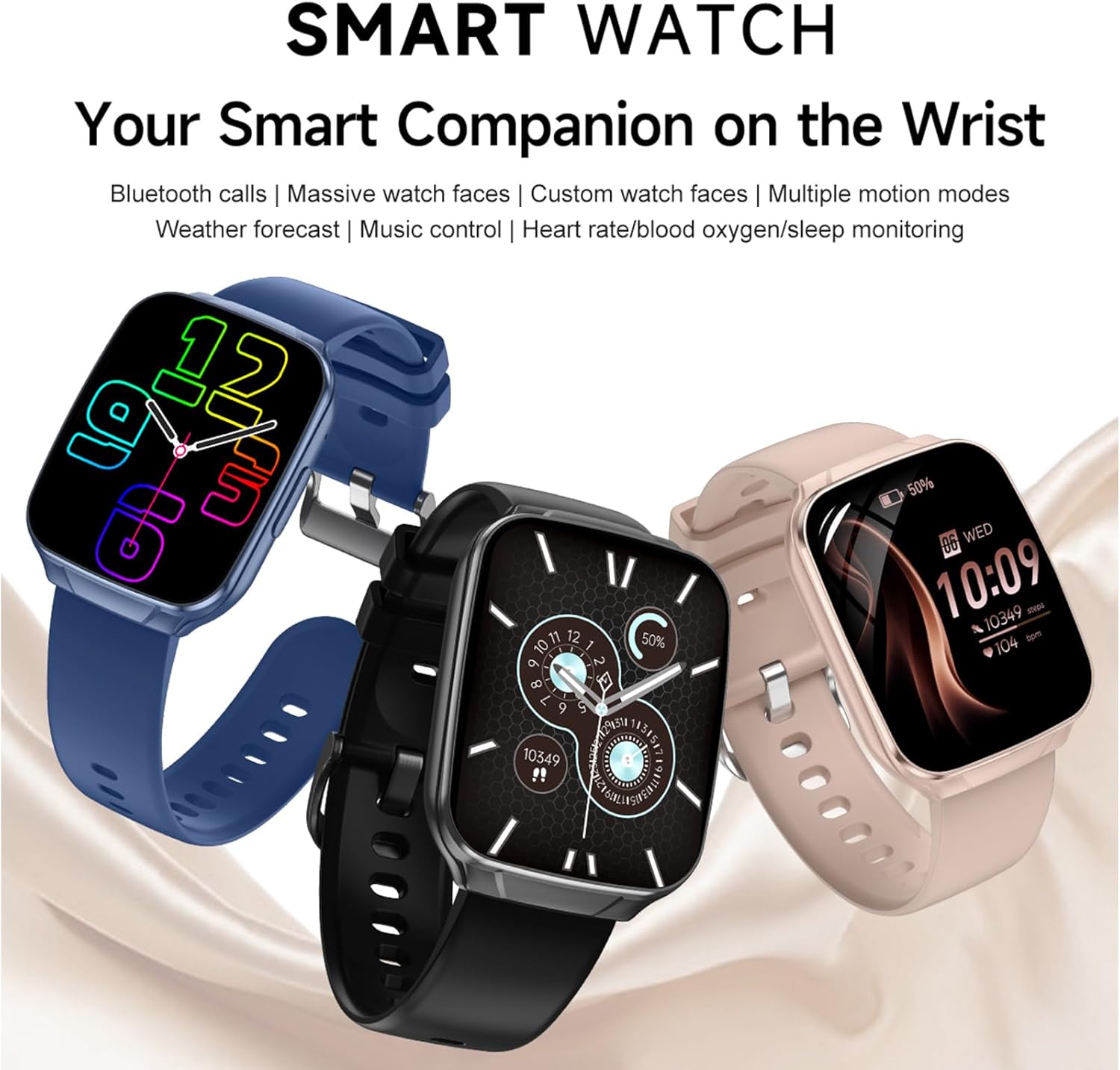 Smart Watch for Men Women, 1.83" HD Touchscreen Fitness Trackers with Bluetooth Call/Messages, Smartwatches with 120+ Sports Modes, 24/7 Heart Rate/Sleep Monitor for iPhone Android - Image 2