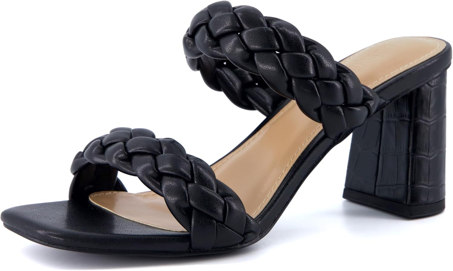 CUSHIONAIRE Irine Chunky Heels for Women, Braided Block Heel Sandals with Square Toe and Memory Foam - Image 9