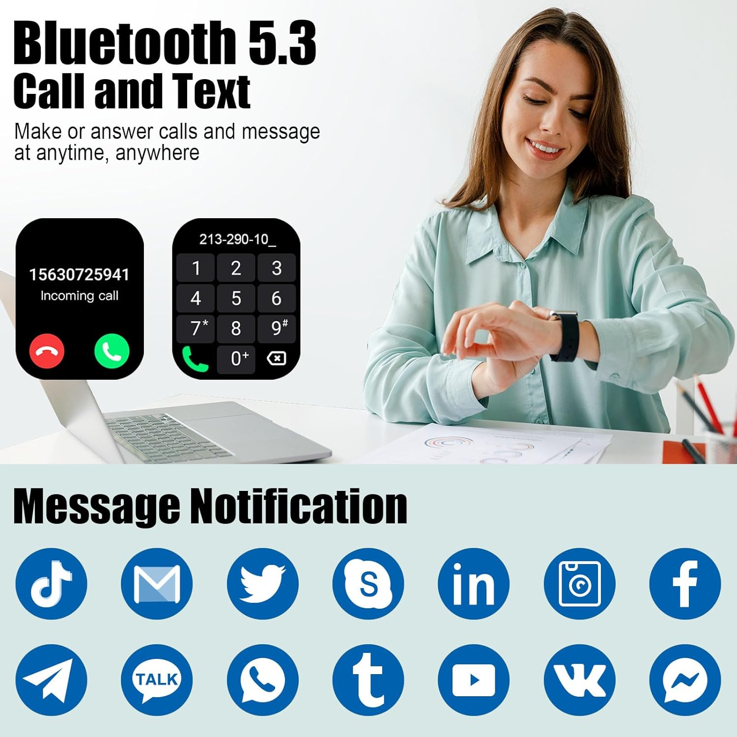 2026 Smart Watch for Men Women (Answer/Make Call), 1.96" HD Fitness Tracker Running Watch, IP68 Waterproof,Pedometer, Sleep/Step/Activity/Heart Rate Monitor,110+ Sport Mode Smartwatch for iOS Android - Image 2