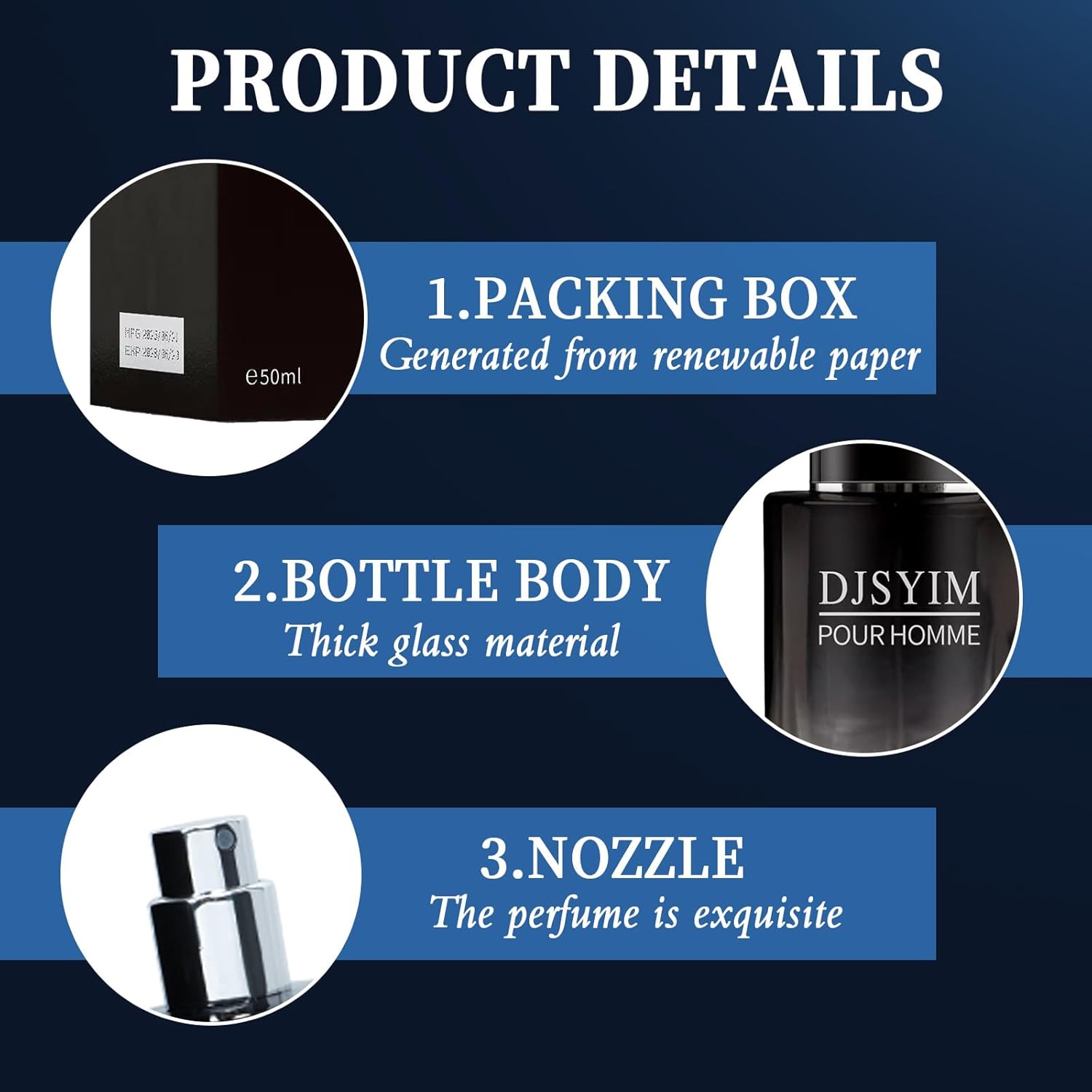 Men's Eau de Toilette, Pheromone Cologne, Lemon and Pepper Scent, Long Lasting Spray, 1.7 Oz, Portable - Image 3