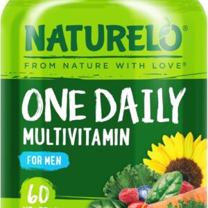 NATURELO Mens Multivitamins – One Daily Multivitamin for Men with Vitamins, Minerals & Organic Whole Foods, Boost Energy & Health, Non-GMO, 60 Vegetarian Capsules