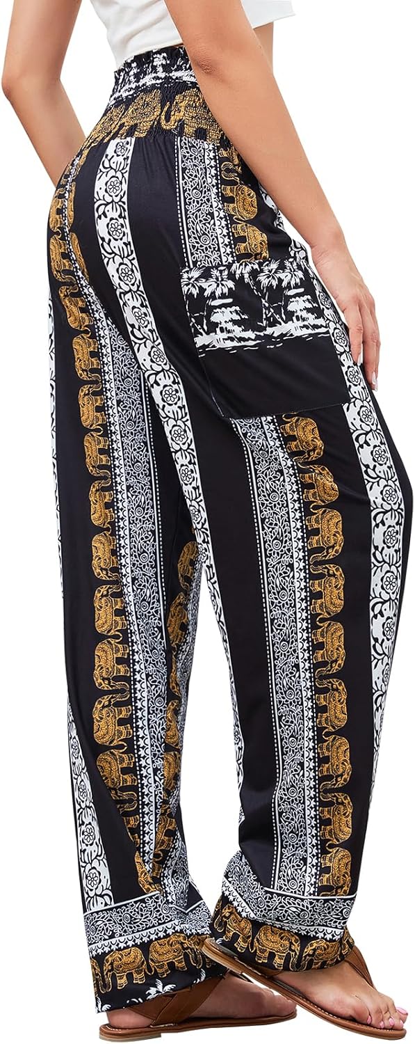 QIANXIZHAN Women's Harem Pants, High Waist Yoga Boho Trousers with Pockets - Image 2