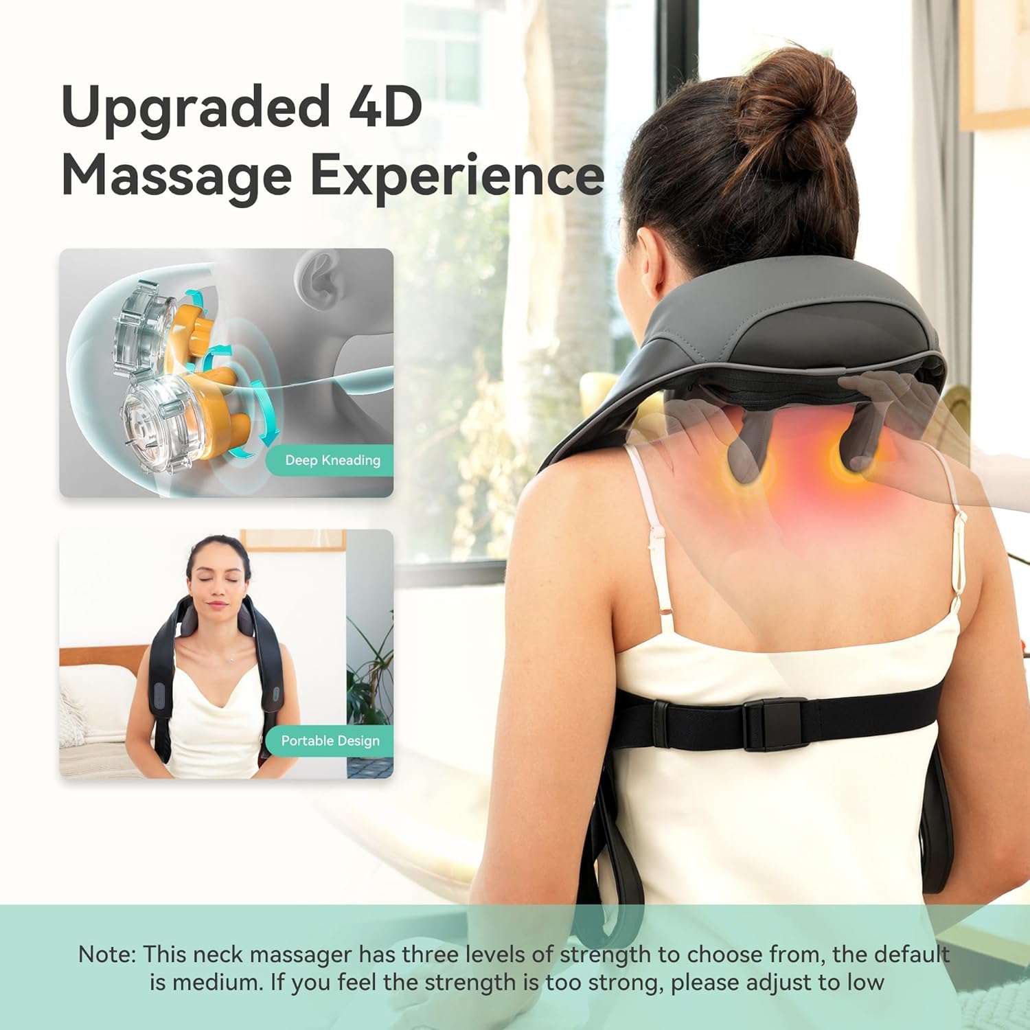 Snailax Cordless Neck Massager with Heat for Pain Relief Deep Tissue, 4D Kneading, Mothers Day Gifts, Rechargeable Shiatsu Back Neck Massager for Neck, Shoulders Back - Image 2