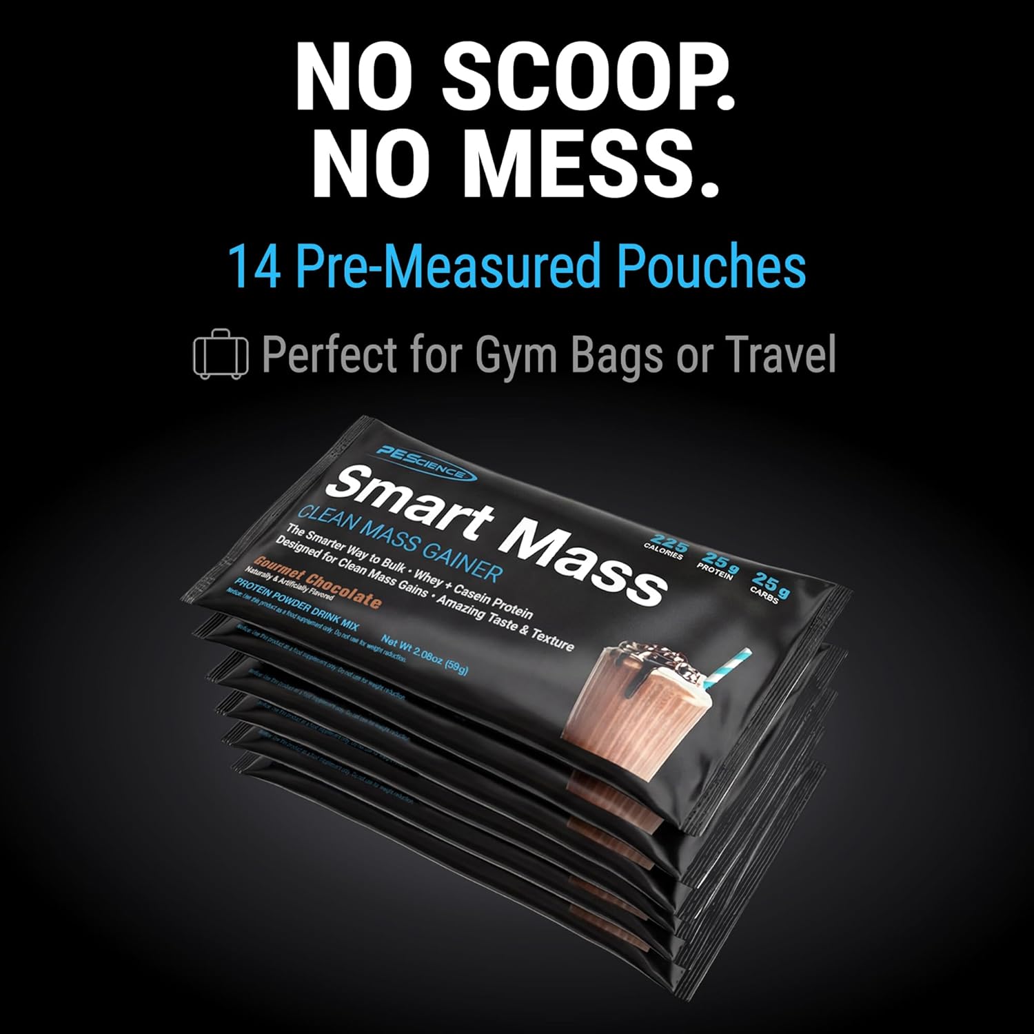 PEScience Smart Mass Gainer, Lean Muscle Weight Gainer, Whey Protein & Casein Protein Blend with Slow-Digesting Carbs, Maltodextrin-Free, Gourmet Chocolate, 14 Packets - Image 3