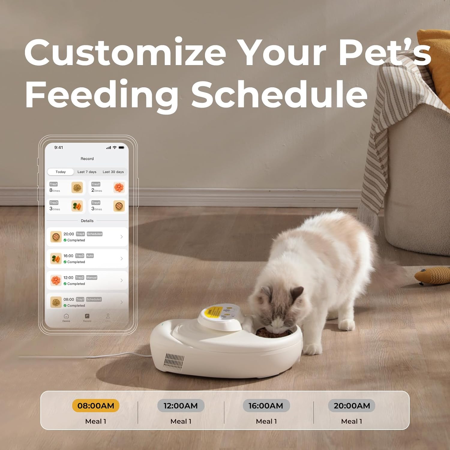 Automatic Cat Feeder Wet Food, 2026 Upgraded Smart Dual-Temp Refrigerated Auto Cat Feeder with Semiconductor Cooling & Pre-Heating, App-Controlled Pet Food Dispenser, Easy to Clean(White) - Image 6