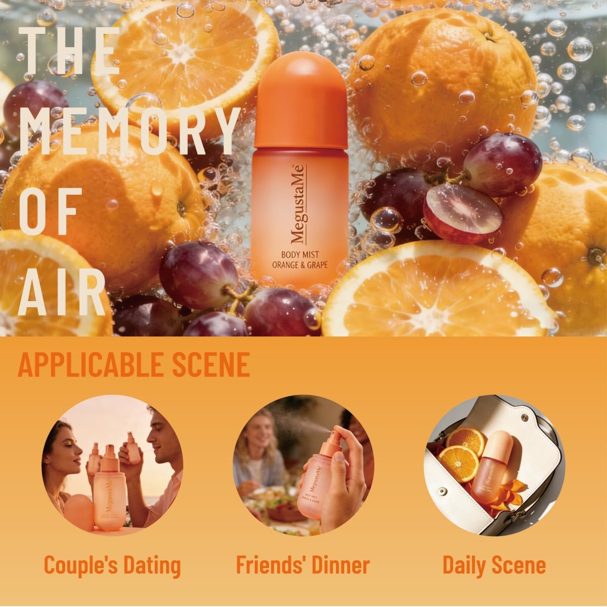 Orange & Grape Body Spray for Women, Long Lasting Citrus Fruits Perfume Mist, Paraben Free Phthalate Free, Lightweight Non-Sticky Gentle Skin Safe Daily Fragrance, Travel Size 3.38 fl oz - Image 5