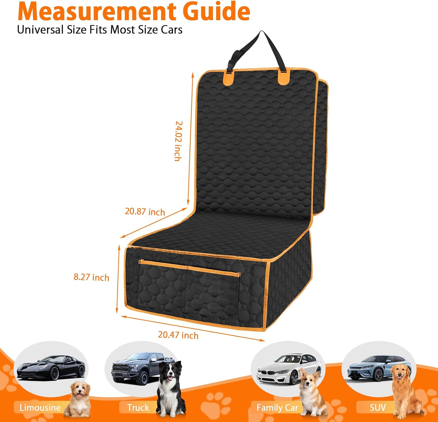 1 Pack Front Seat Car Cover, Waterproof Dog Car Seat Cover, Non-Slip & Scratch-Proof, Pet Car Seat Protector with Side Flaps and Storage Pocket, Car Seat Cover for Most Cars, Trucks and SUVs - Image 2