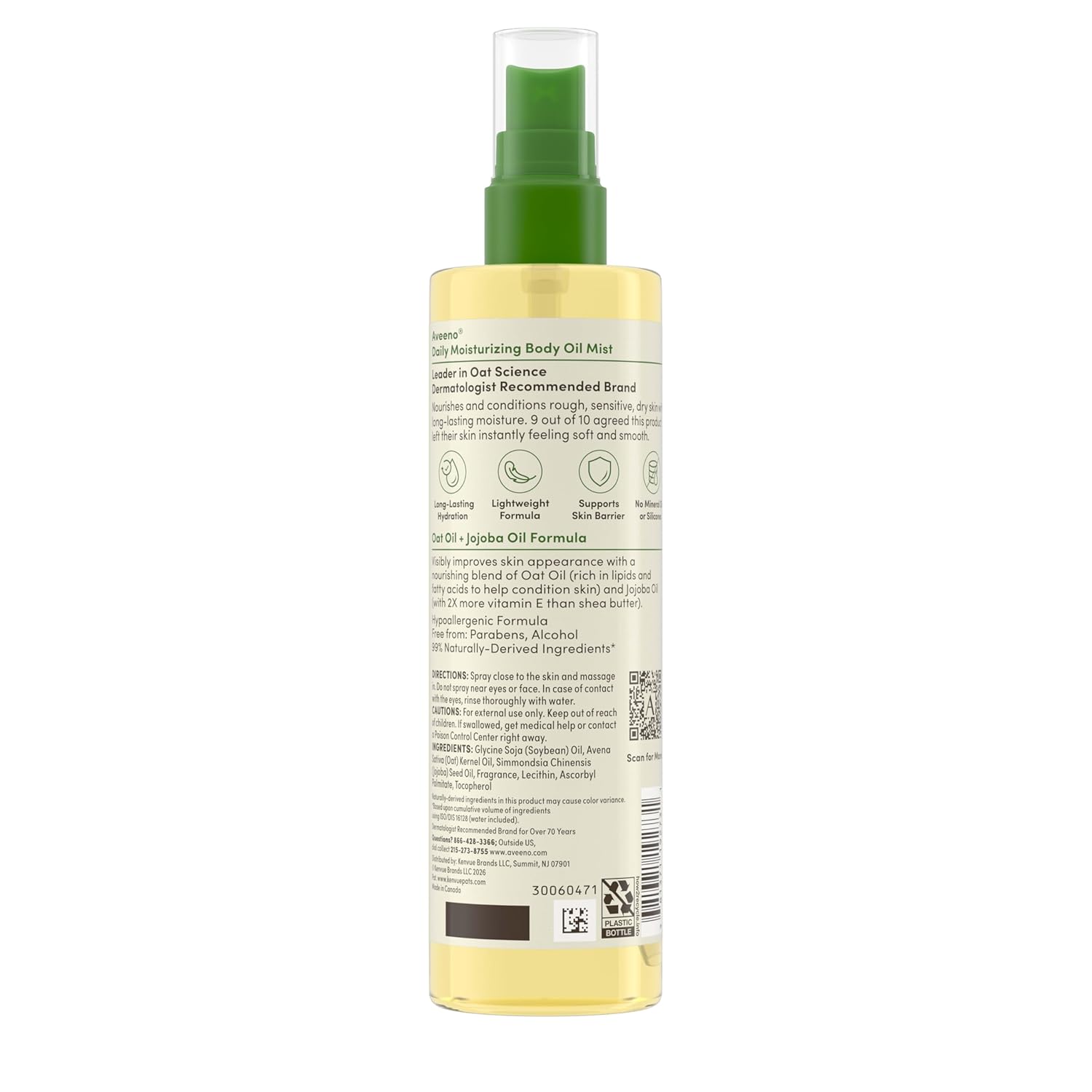 Aveeno Daily Moisturizing Body Oil Mist with Oat Oil and Jojoba Oil for Rough, Dry, Sensitive Skin, Nourishing Body Spray for Smoother, More Even Skin, Paraben- & Silicone-Free, 6.7 fl. oz - Image 7