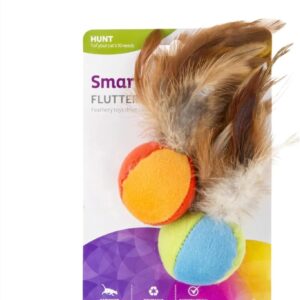 SmartyKat Flutter Balls Catnip Plush and Feather Cat Toys, Erratic Motion for Batting & Pouncing Fun for Cats & Kittens, Set of 2