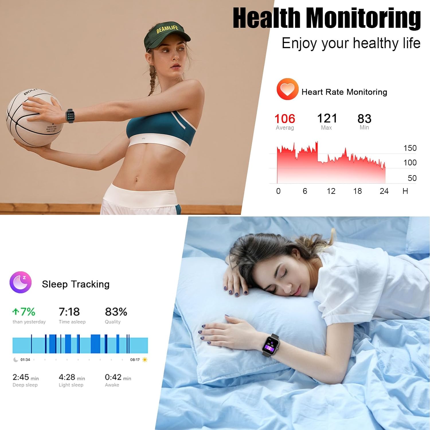 2026 Smart Watch for Men Women (Answer/Make Call), 1.96" HD Fitness Tracker Running Watch, IP68 Waterproof,Pedometer, Sleep/Step/Activity/Heart Rate Monitor,110+ Sport Mode Smartwatch for iOS Android - Image 4