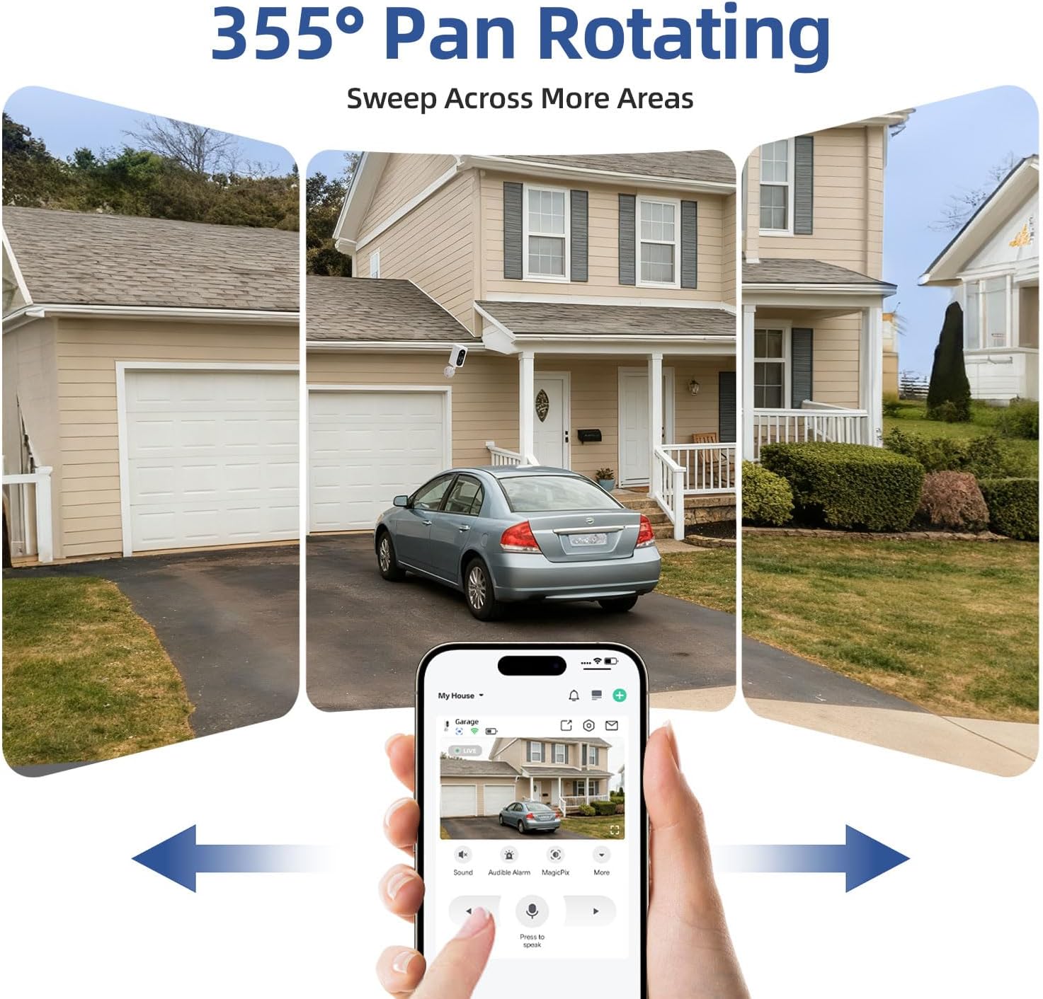 Security Cameras Wireless Outdoor 355° Pan Rotating 2K Color Night Vision Cameras for Home Security WiFi Battery Outdoor Camera Motion Detection 2-Way Talk IP65 Spotlight Siren SD/Cloud Storage 2 Pack - Image 3
